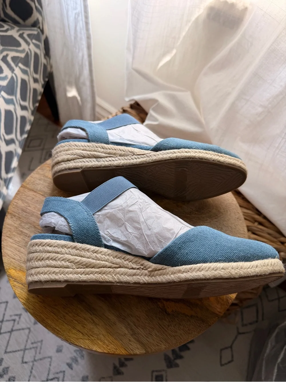 LifeStride Kimmie Denim Espadrille Wedge Sandals Sz 7